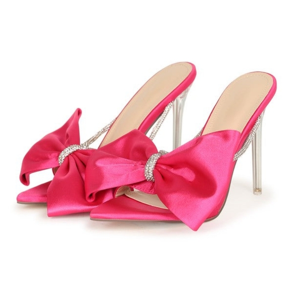 Hot Pink Bow Heels - Picture 1 of 3